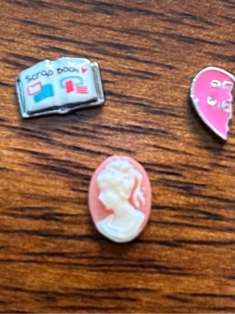 Origami Owl Pink Cameo Enamel Charm with White Silhouette